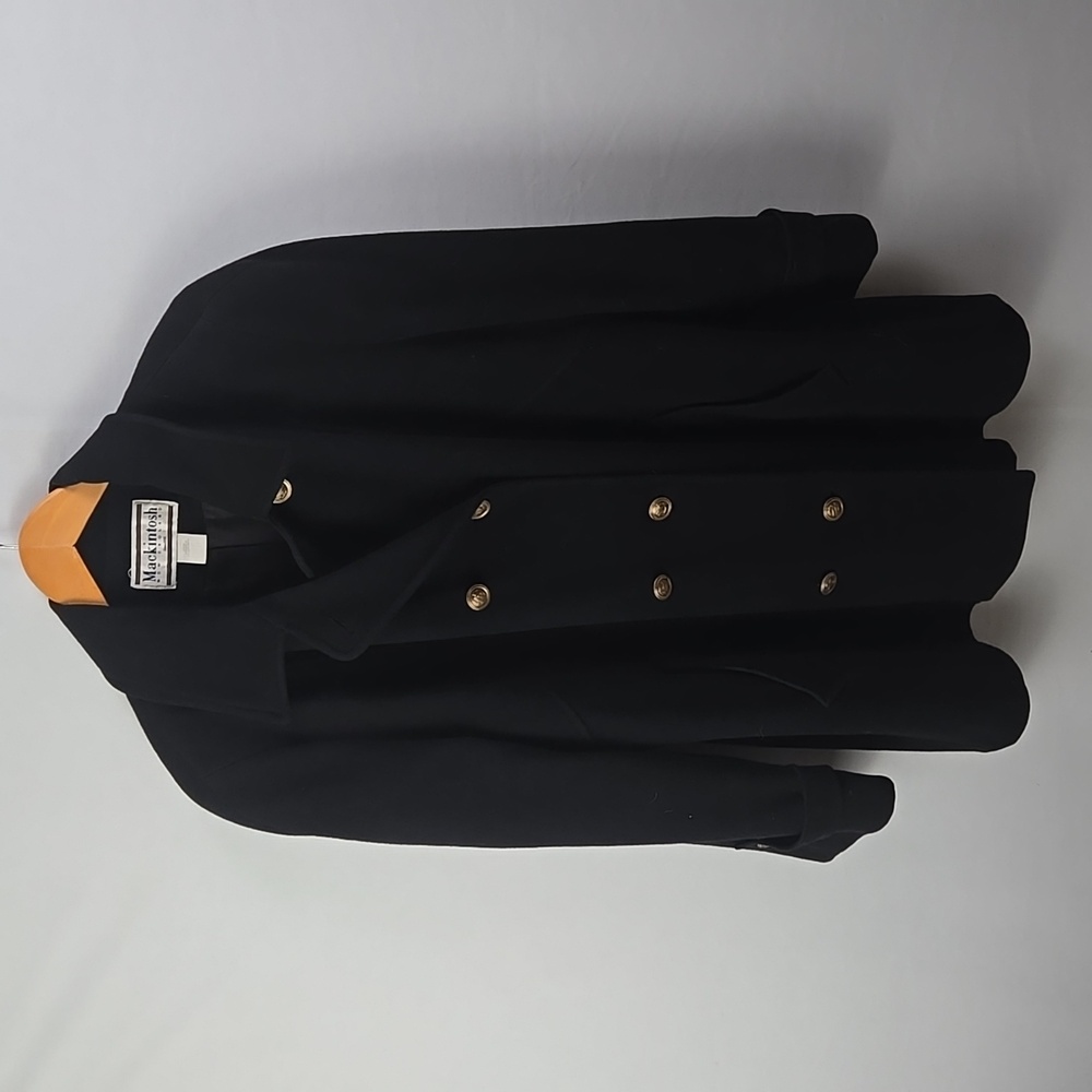 Mackintosh New England Coat Black Wool Women's Pea Coat Sz 12, Academia, Preppy